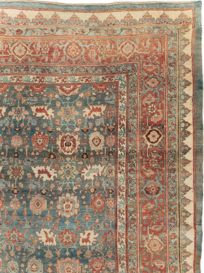 Antique Persian Bidjar Square Room Size Carpet, No.28469 - Staging