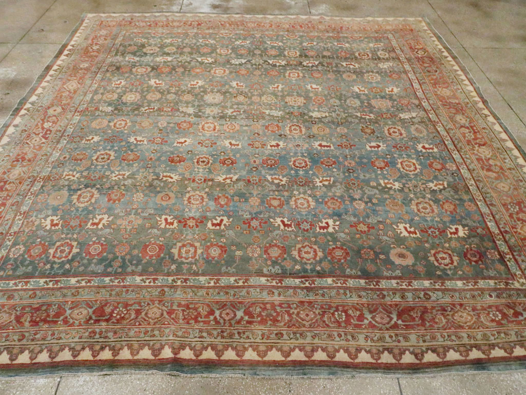 Antique Persian Bidjar Square Room Size Carpet, No.28469 - Staging