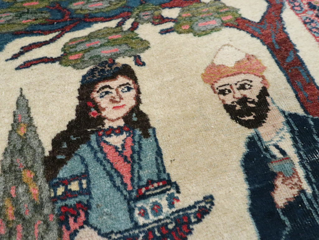 Antique Persian Tabriz Pictorial Rug, No.28475 - Staging