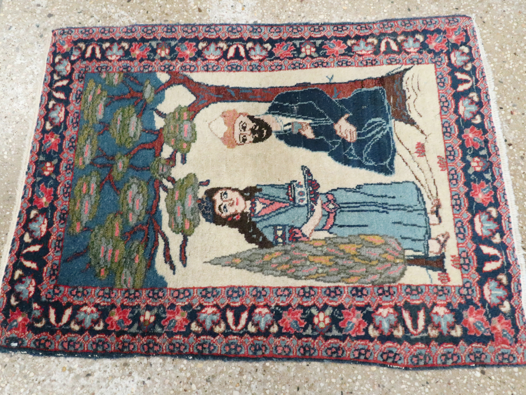 Antique Persian Tabriz Pictorial Rug, No.28475 - Staging