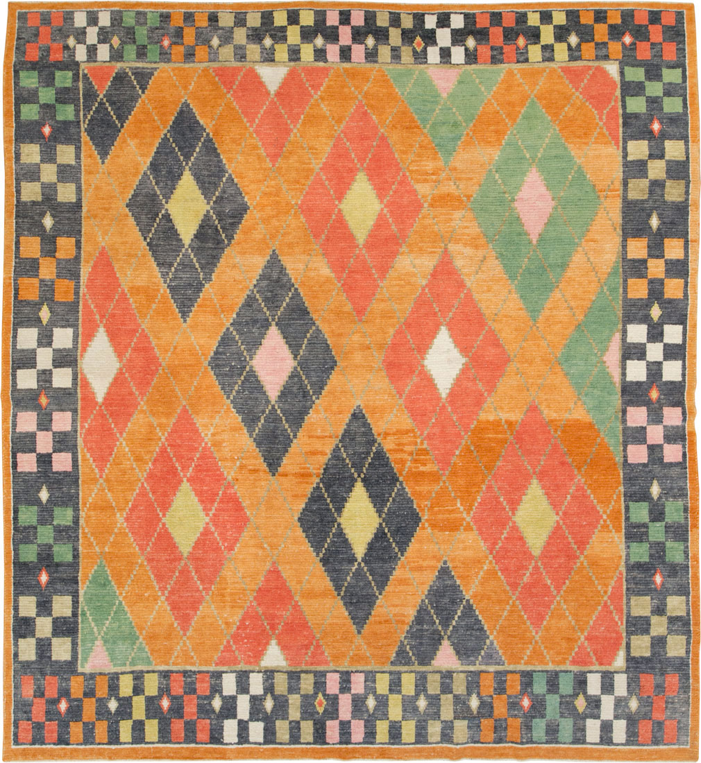 Contemporary Square Turkish Tulu Large Room Size Carpet, No.28485 - Staging