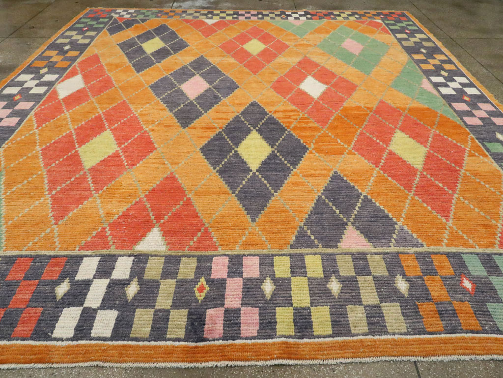 Contemporary Square Turkish Tulu Large Room Size Carpet, No.28485 - Staging