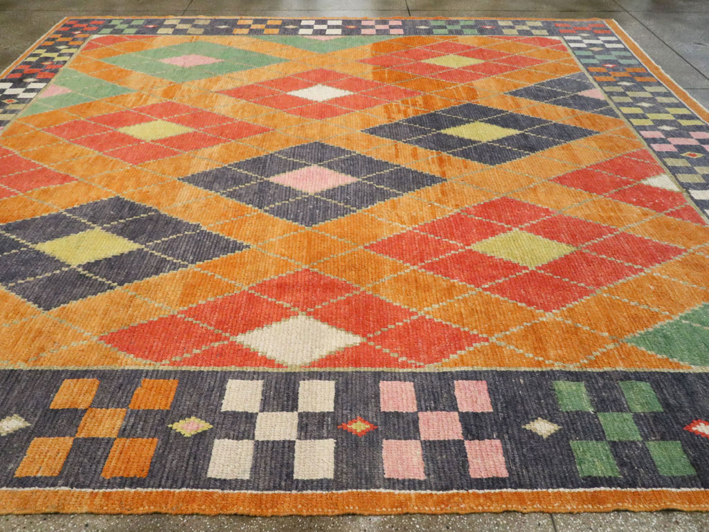 Contemporary Square Turkish Tulu Large Room Size Carpet, No.28485 - Staging