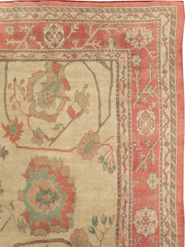 Antique Turkish Oushak Large Square Carpet, No.28496 - Staging