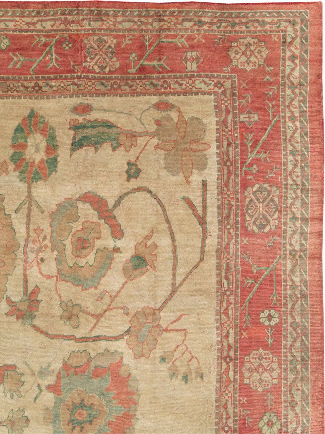 Antique Turkish Oushak Large Square Carpet, No.28496 - Staging