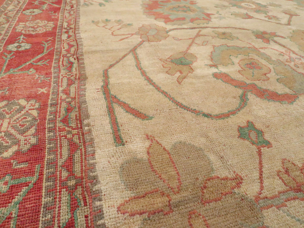 Antique Turkish Oushak Large Square Carpet, No.28496 - Staging