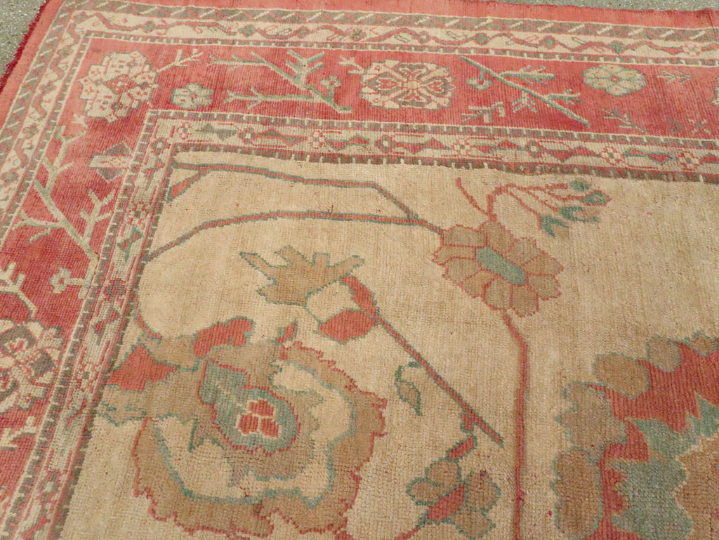 Antique Turkish Oushak Large Square Carpet, No.28496 - Staging