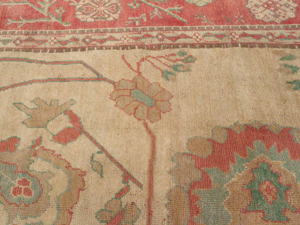 Antique Turkish Oushak Large Square Carpet, No.28496 - Staging