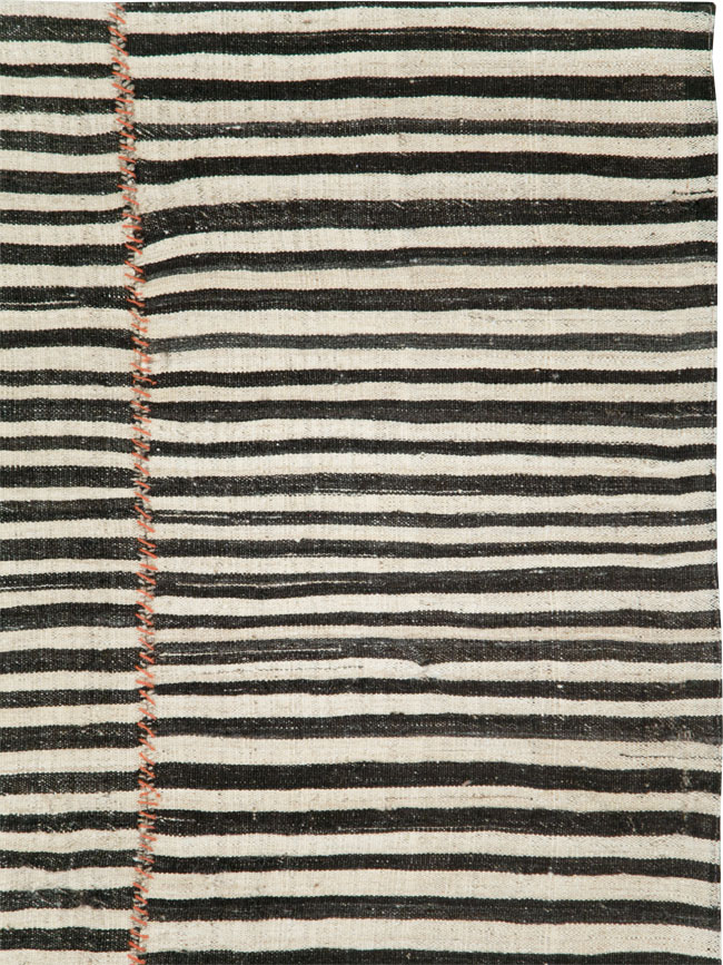 Vintage Persian Flatweave Kilim Square Accent Rug, No.28502 - Staging