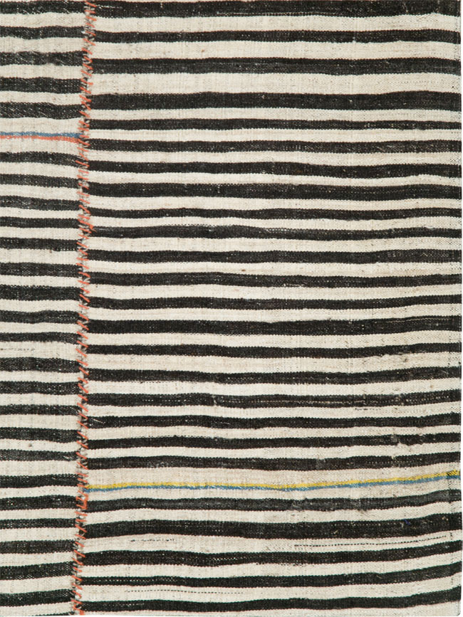 Vintage Persian Flatweave Kilim Square Accent Rug, No.28502 - Staging