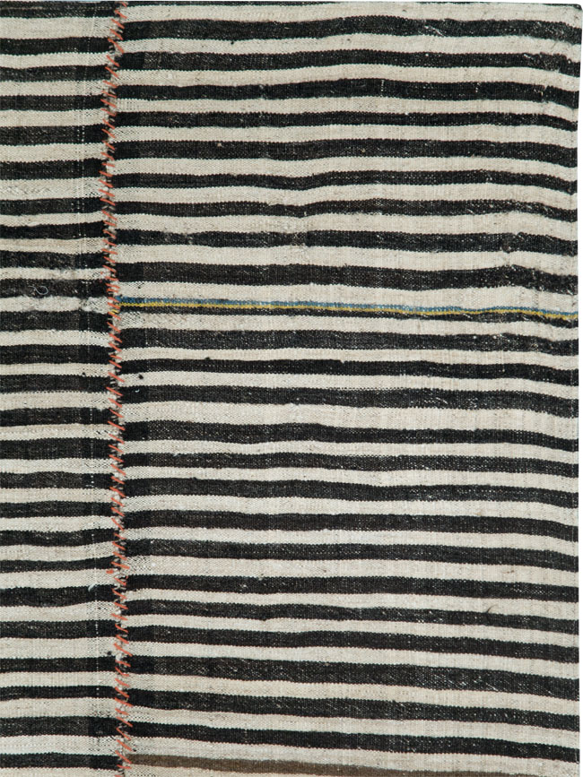 Vintage Persian Flatweave Kilim Square Accent Rug, No.28503 - Staging