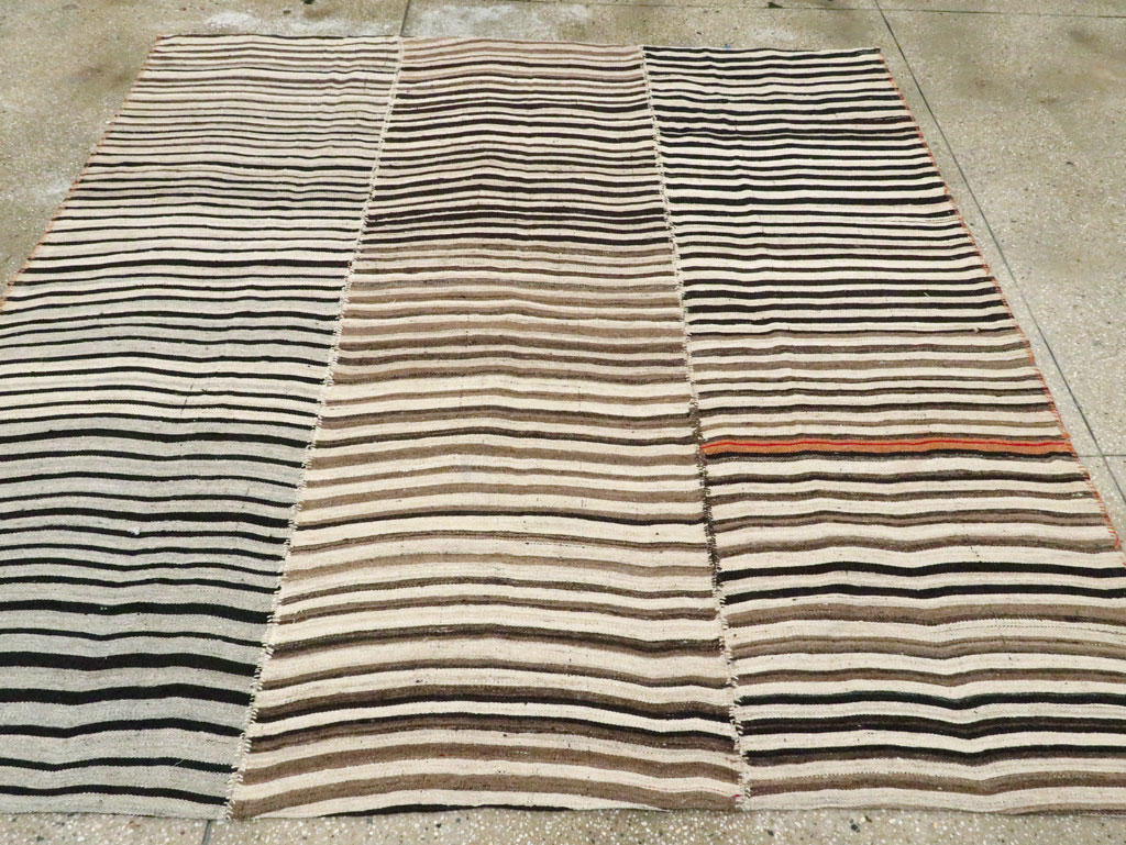 Vintage Persian Flatweave Kilim Square Accent Carpet, No.28507 - Staging