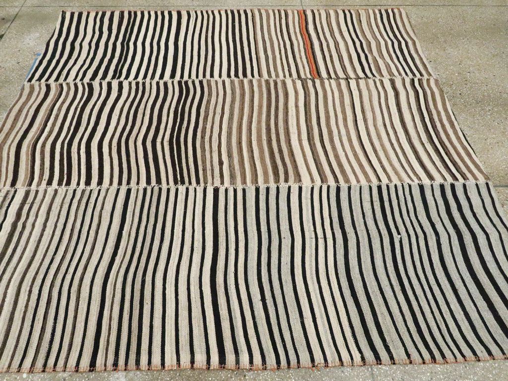 Vintage Persian Flatweave Kilim Square Accent Carpet, No.28507 - Staging