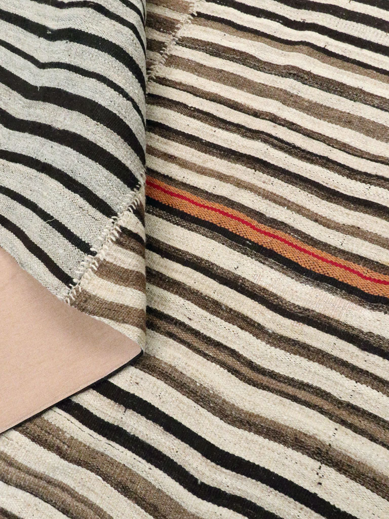 Vintage Persian Flatweave Kilim Square Accent Carpet, No.28507 - Staging