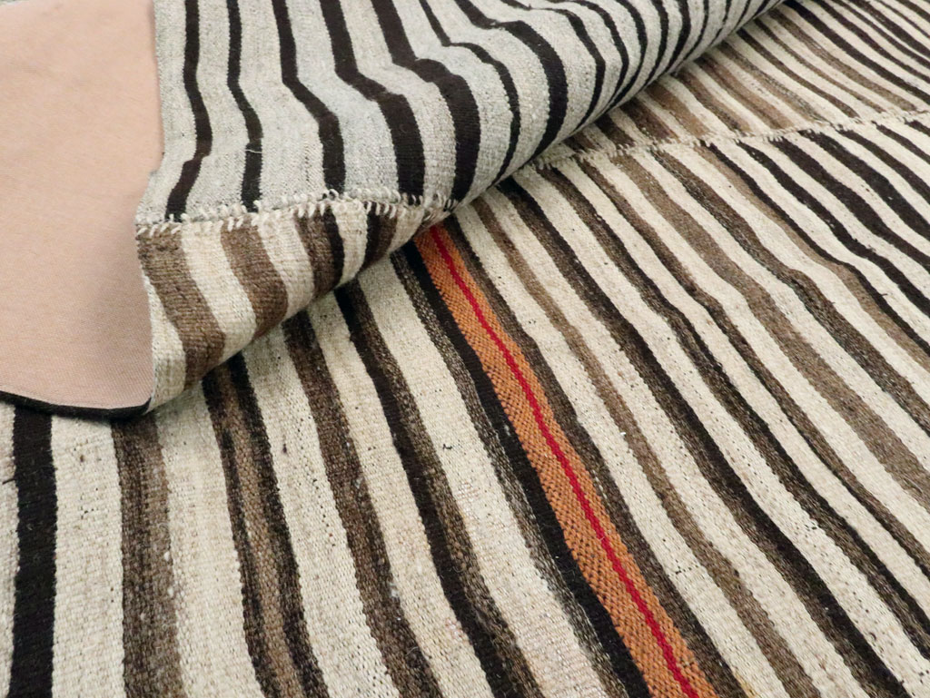 Vintage Persian Flatweave Kilim Square Accent Carpet, No.28507 - Staging