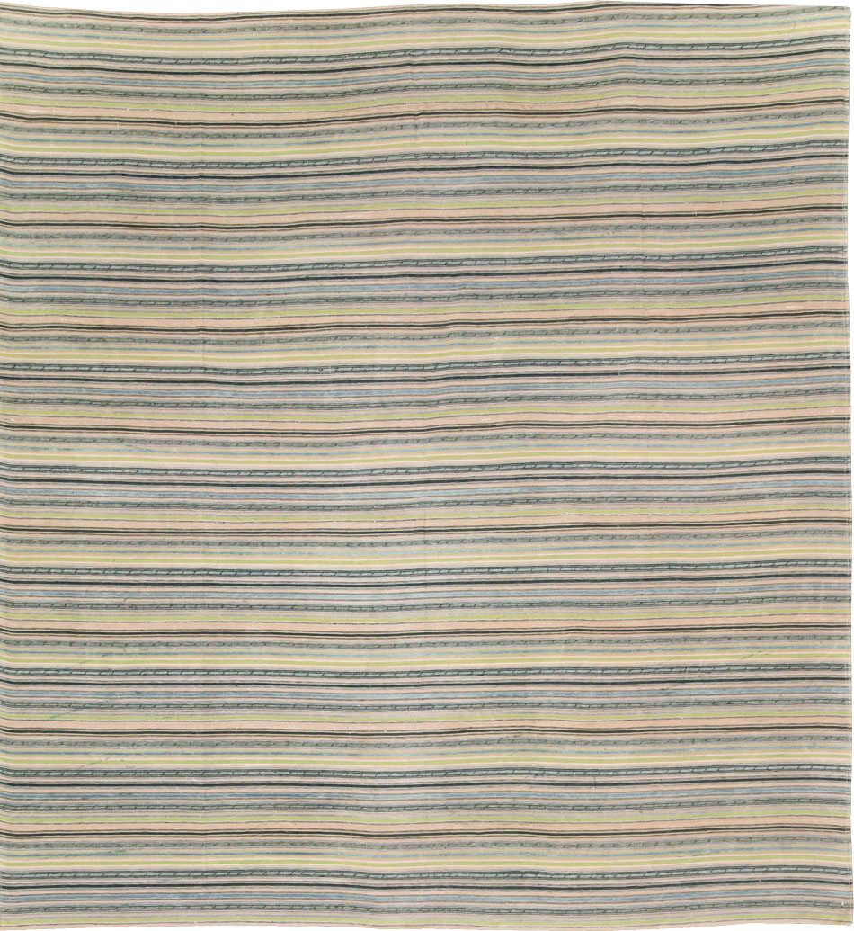 Vintage Persian Flatweave Kilim Square Accent Carpet, No.28512 - Staging