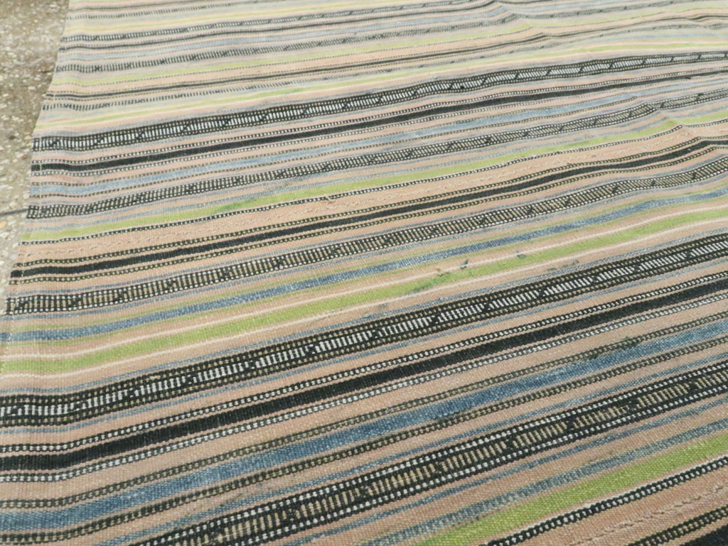 Vintage Persian Flatweave Kilim Square Accent Carpet, No.28512 - Staging