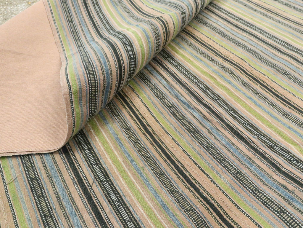 Vintage Persian Flatweave Kilim Square Accent Carpet, No.28512 - Staging