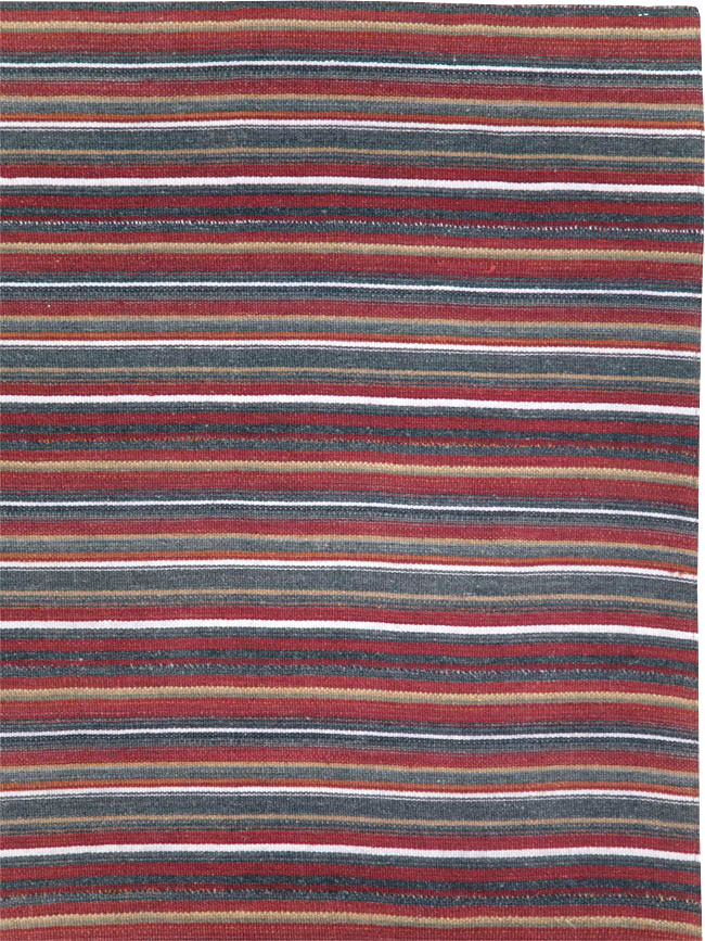 Vintage Persian Flatweave Kilim Square Accent Carpet, No.28515 - Staging