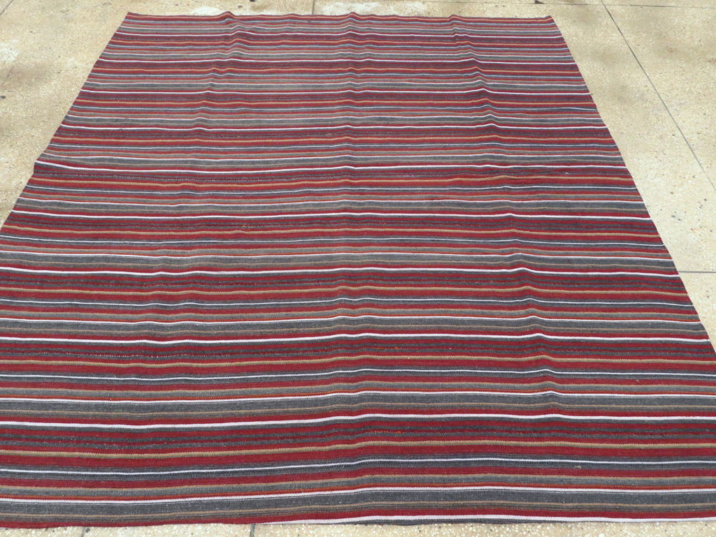 Vintage Persian Flatweave Kilim Square Accent Carpet, No.28515 - Staging