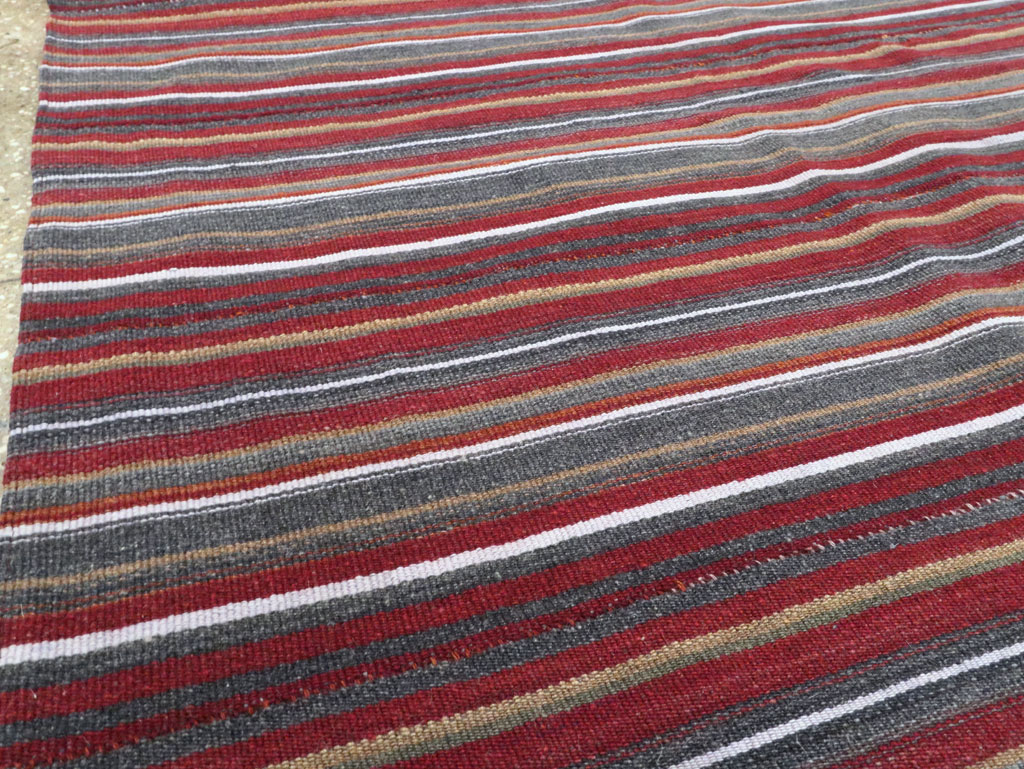 Vintage Persian Flatweave Kilim Square Accent Carpet, No.28515 - Staging