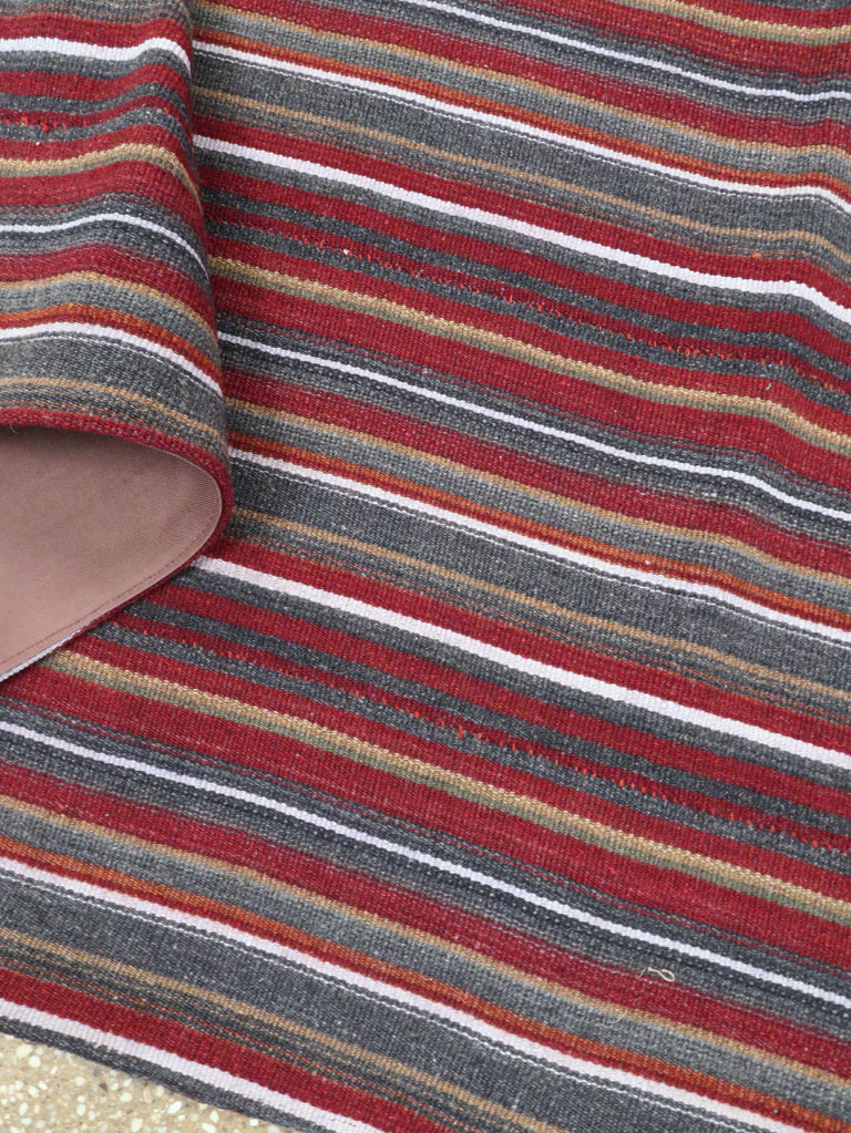 Vintage Persian Flatweave Kilim Square Accent Carpet, No.28515 - Staging