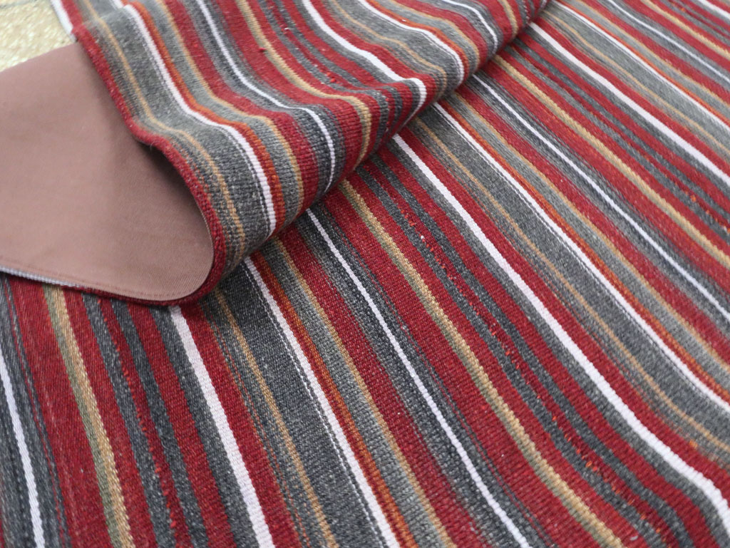 Vintage Persian Flatweave Kilim Square Accent Carpet, No.28515 - Staging