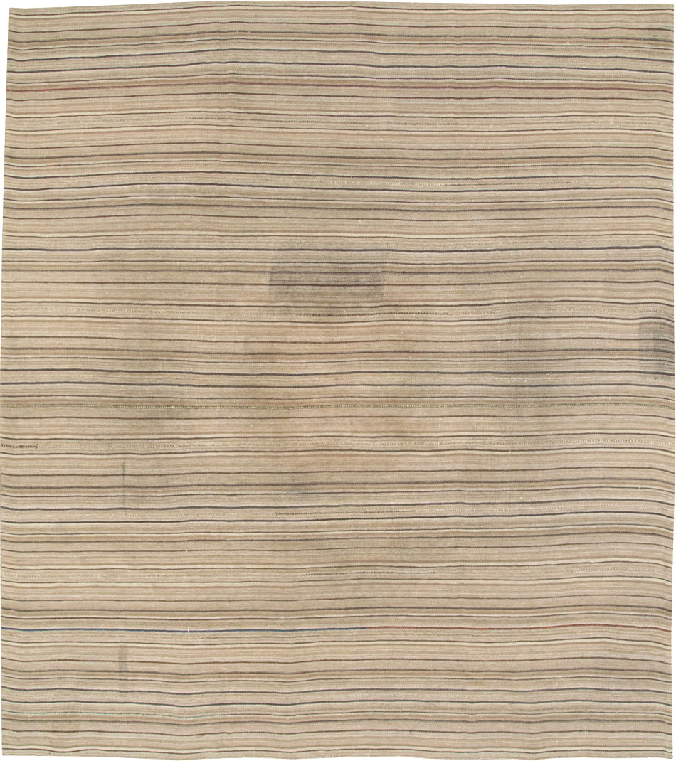 Vintage Persian Flatweave Kilim Room Size Rug, No.28545 - Staging