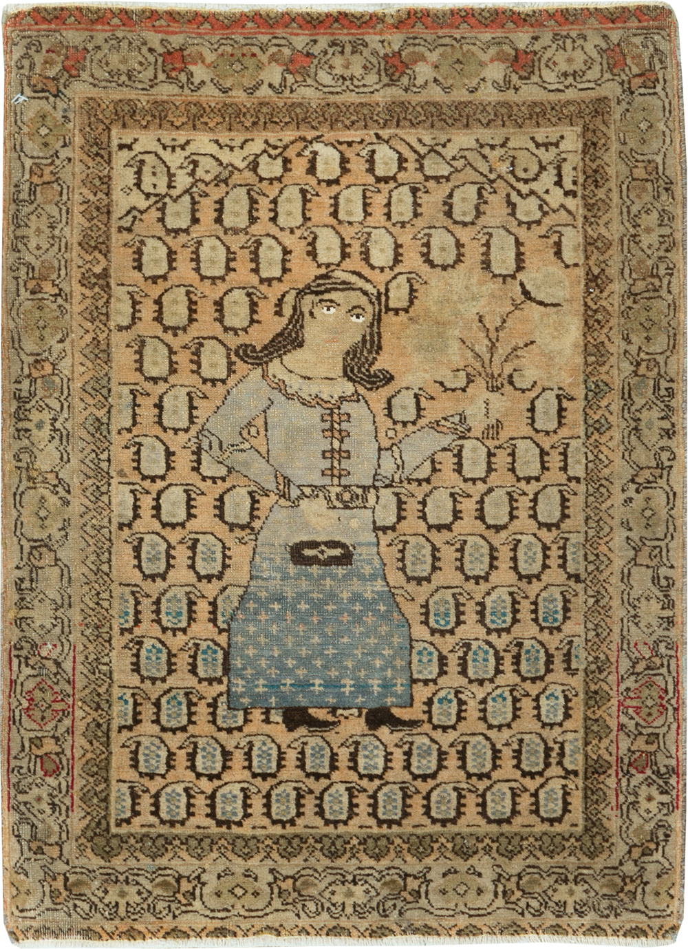 Antique Persian Tabriz Pictorial Rug, No.28553 - Staging