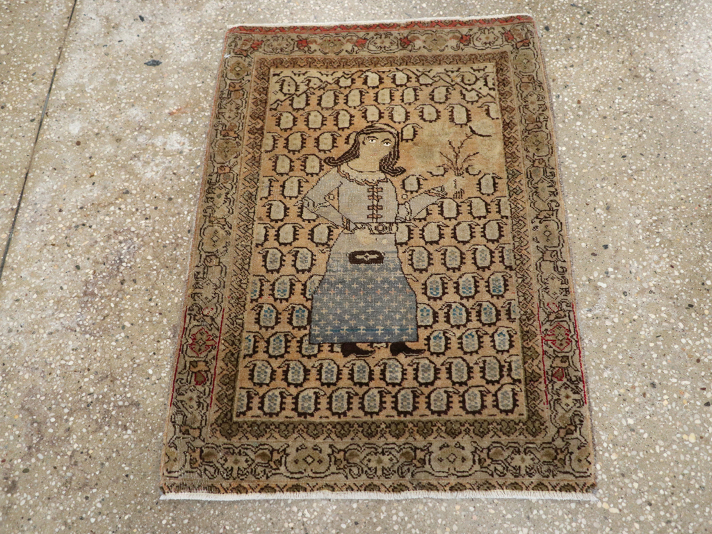 Antique Persian Tabriz Pictorial Rug, No.28553 - Staging