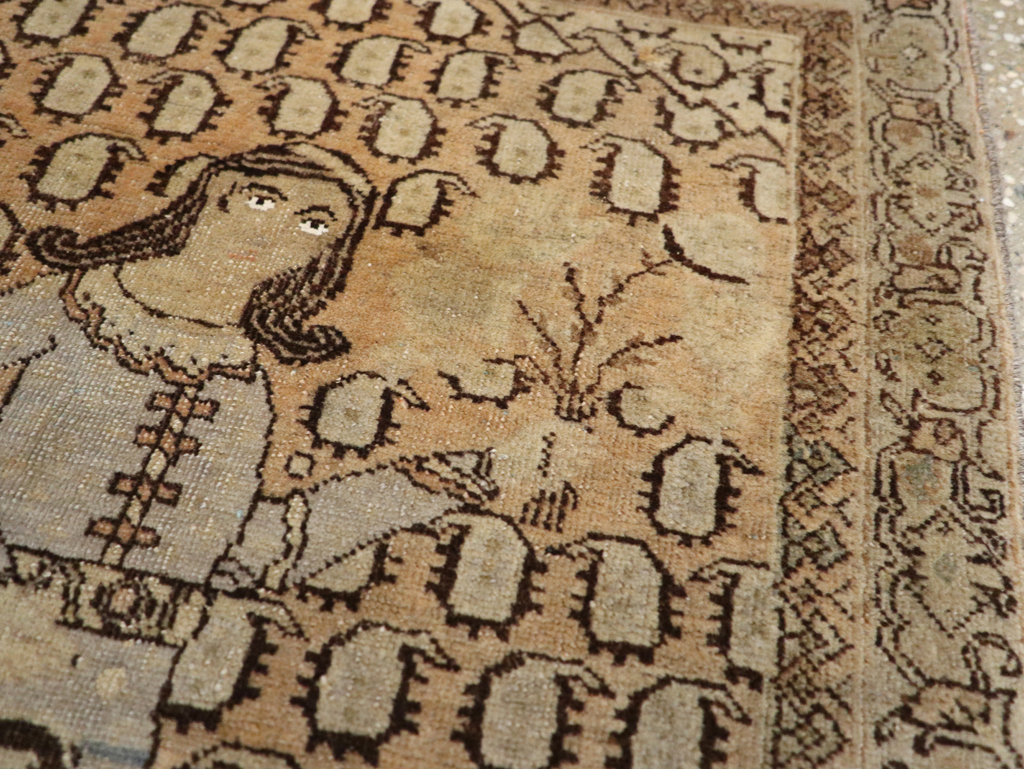 Antique Persian Tabriz Pictorial Rug, No.28553 - Staging