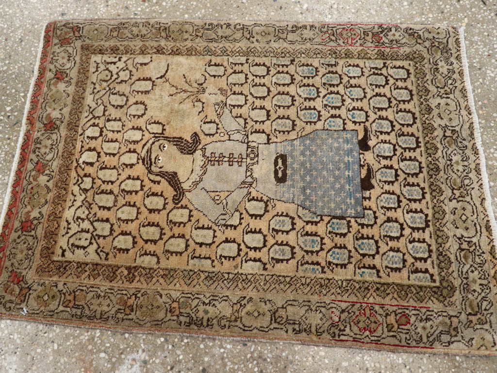 Antique Persian Tabriz Pictorial Rug, No.28553 - Staging