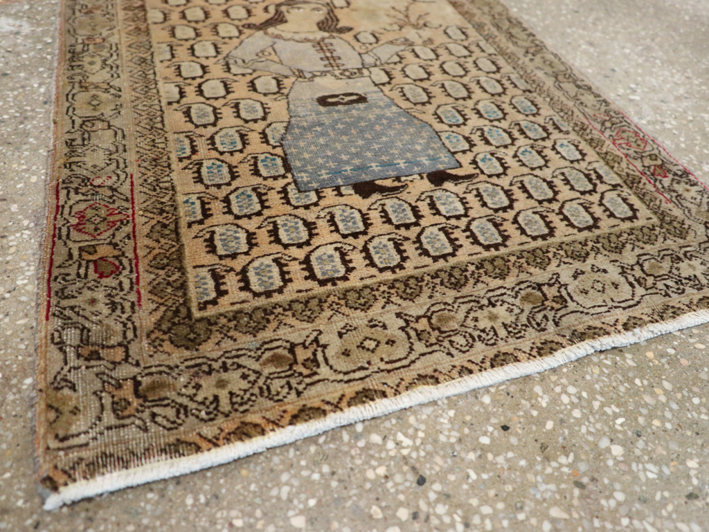 Antique Persian Tabriz Pictorial Rug, No.28553 - Staging