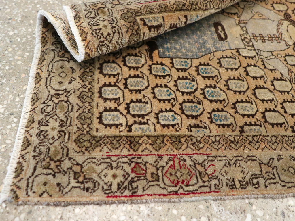 Antique Persian Tabriz Pictorial Rug, No.28553 - Staging