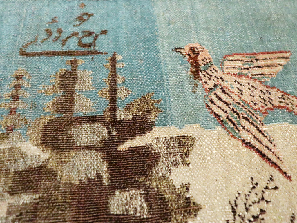 Vintage Persian Tabriz Pictorial Rug, No.28554 - Staging