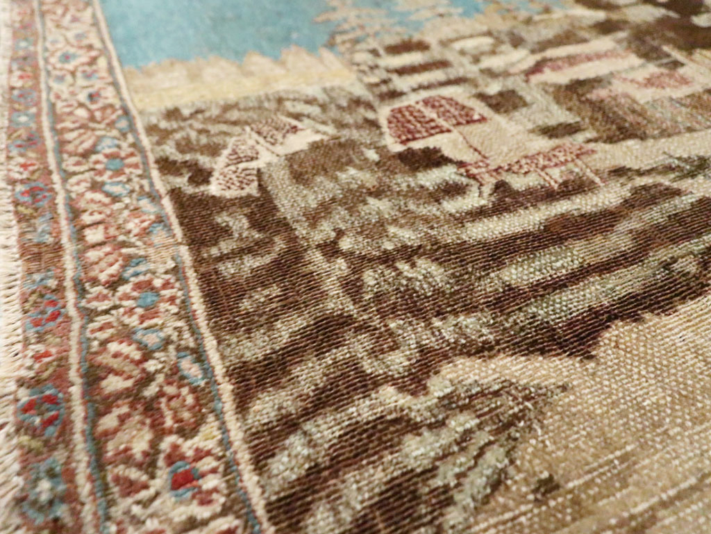 Vintage Persian Tabriz Pictorial Rug, No.28554 - Staging