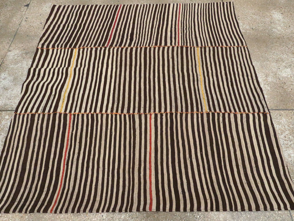 Vintage Persian Flatweave Kilim Square Accent Rug, No.28557 - Staging