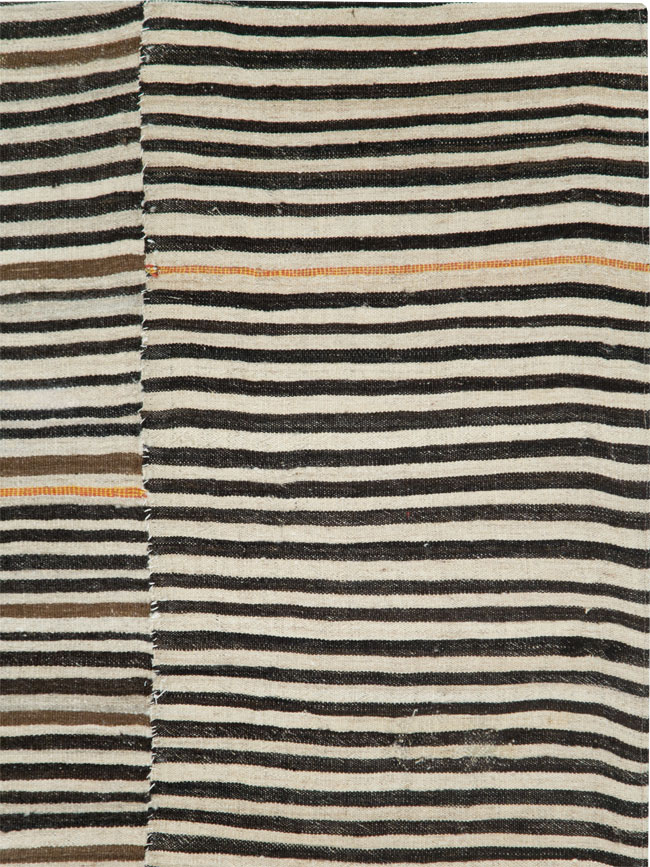 Vintage Persian Flatweave Kilim Square Accent Rug, No.28558 - Staging