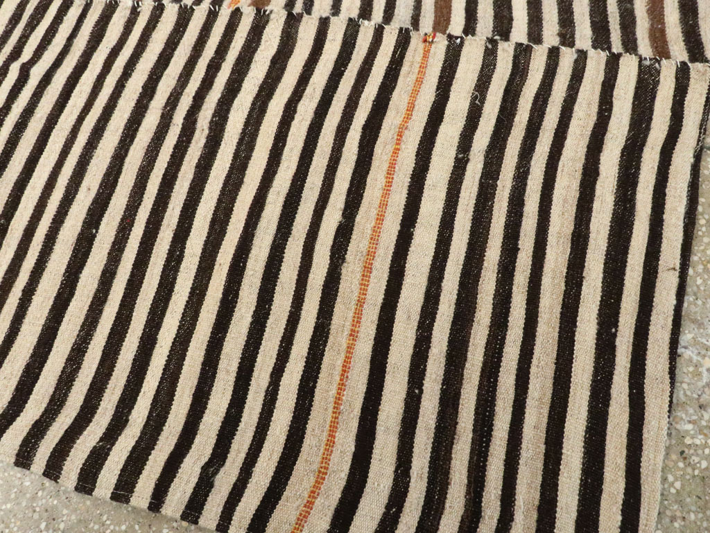 Vintage Persian Flatweave Kilim Square Accent Rug, No.28558 - Staging