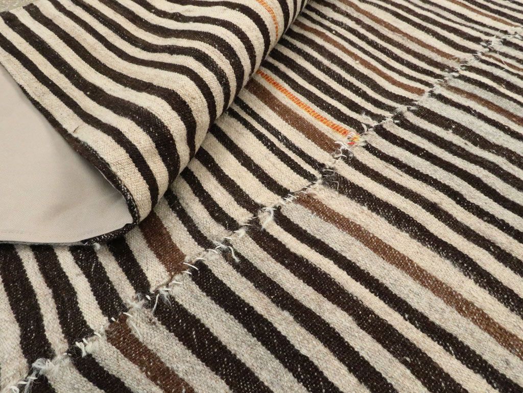 Vintage Persian Flatweave Kilim Square Accent Rug, No.28558 - Staging