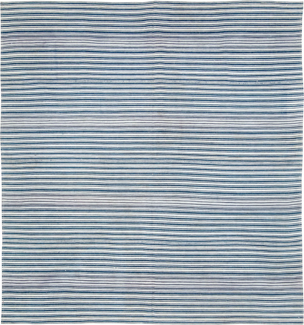 Vintage Persian Flatweave Kilim Square Accent Carpet, No.28569 - Staging