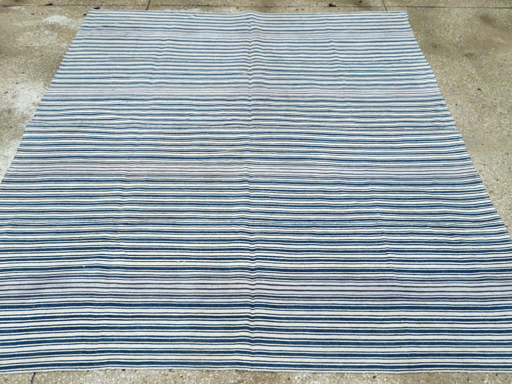 Vintage Persian Flatweave Kilim Square Accent Carpet, No.28569 - Staging