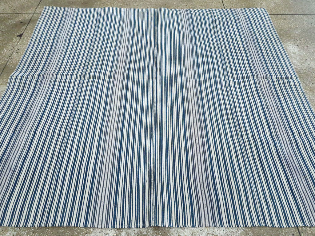 Vintage Persian Flatweave Kilim Square Accent Carpet, No.28569 - Staging