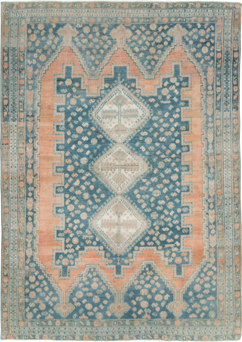 Vintage Persian Afshar Accent Rug, No.28582 - Staging