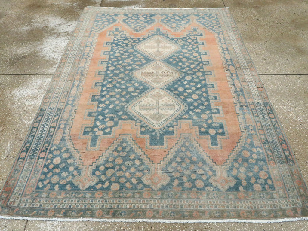 Vintage Persian Afshar Accent Rug, No.28582 - Staging