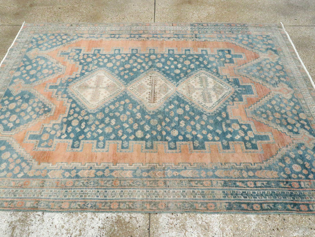 Vintage Persian Afshar Accent Rug, No.28582 - Staging