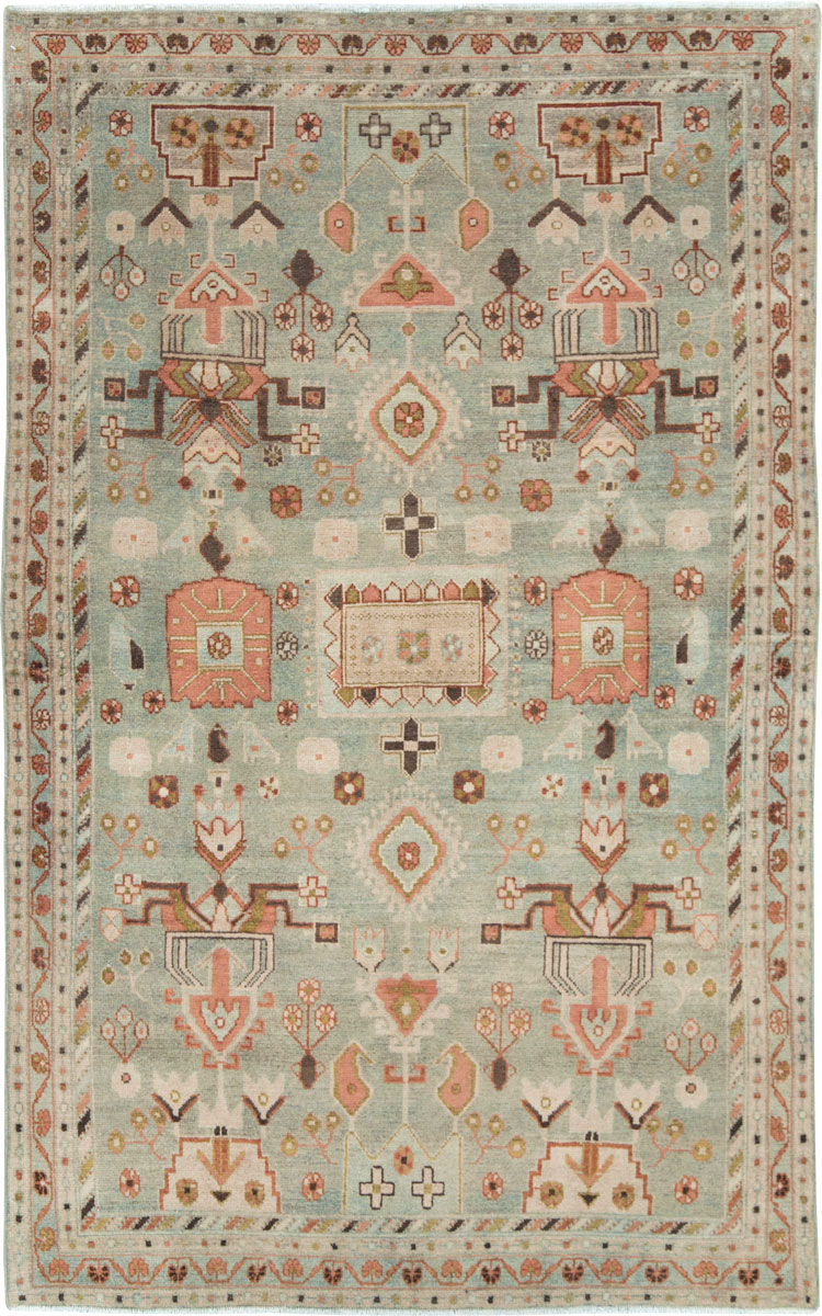 Vintage Persian Malayer Accent Rug, No.28586 - Staging
