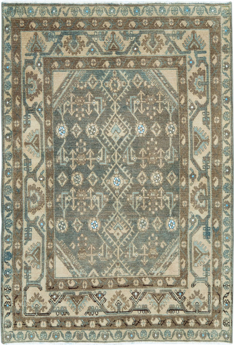 Vintage Persian Malayer Throw Rug, No.28592 - Staging
