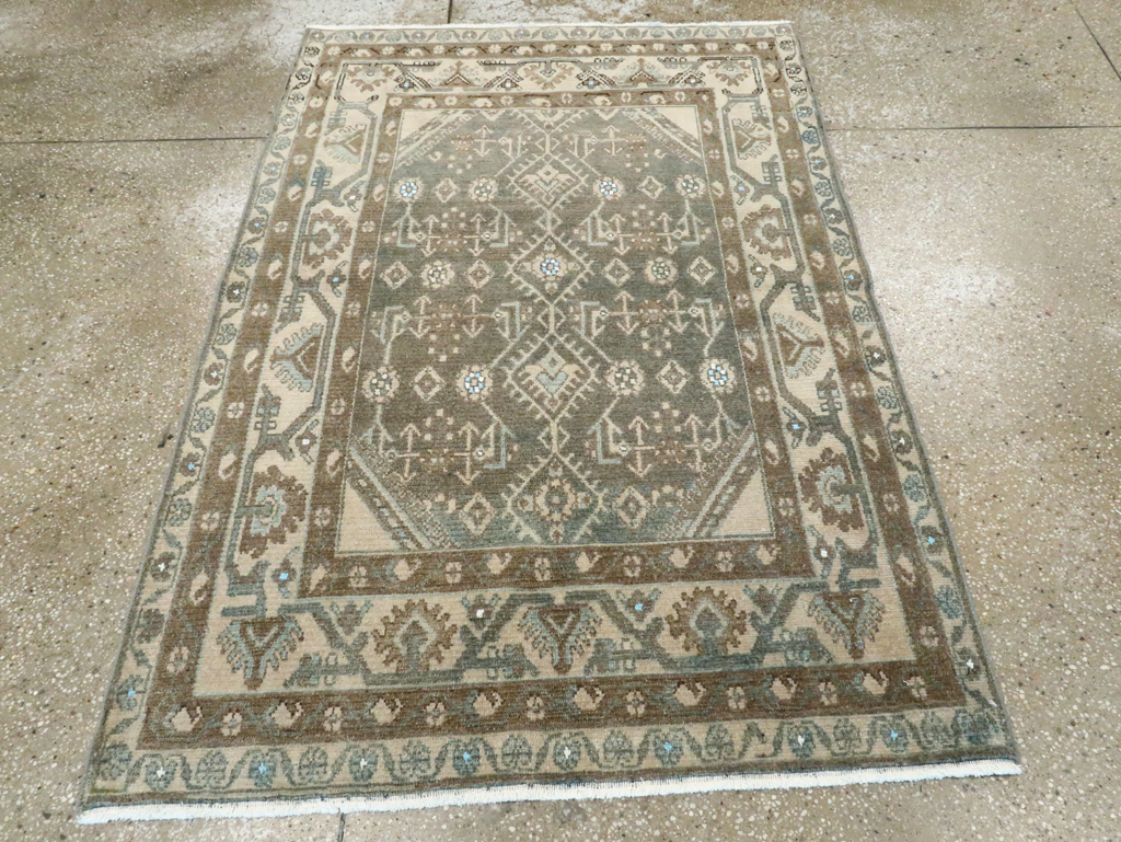 Vintage Persian Malayer Throw Rug, No.28592 - Staging