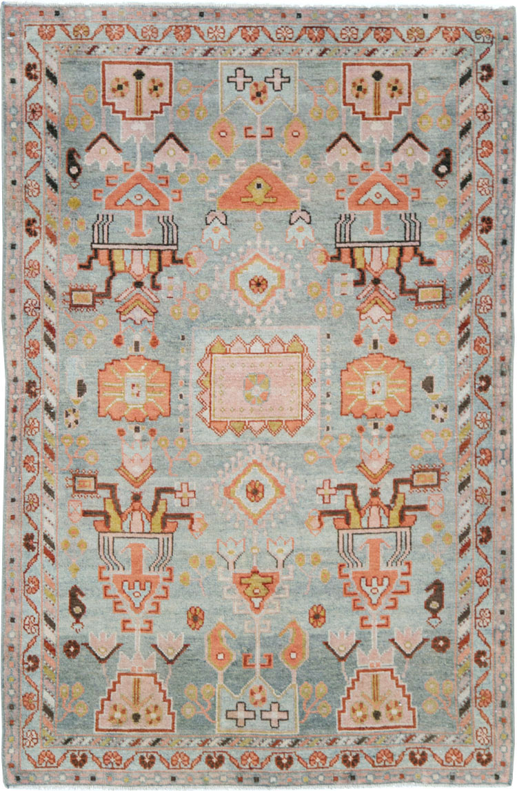 Vintage Persian Malayer Throw Rug, No.28595 - Staging